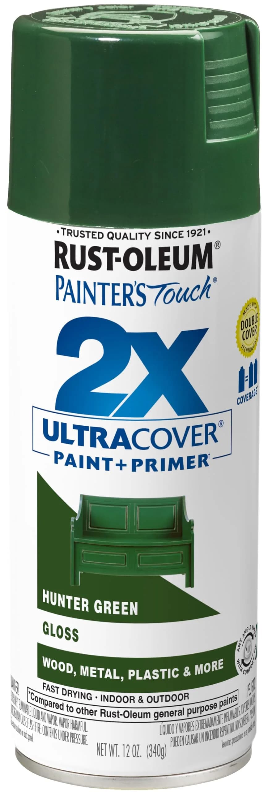 Rust-Oleum Painter's Touch 2X Ultra Cover Spray Paint, Gloss Hunter Green, 12 Oz - main product image