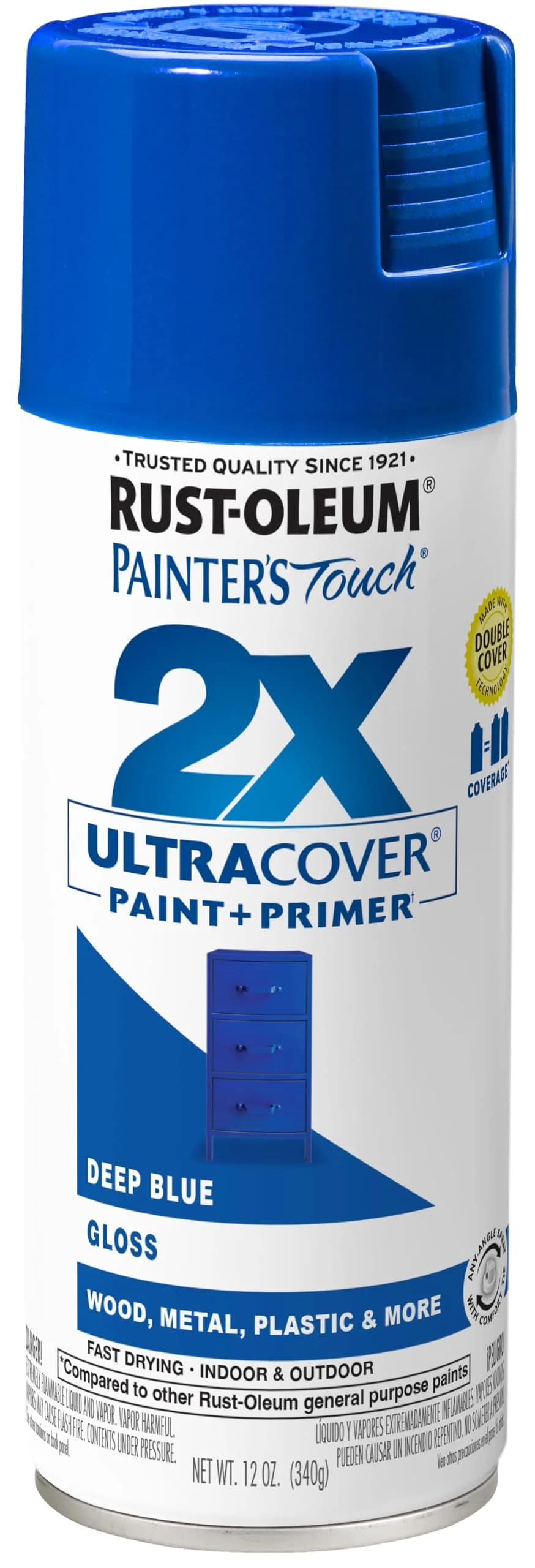 Rust-Oleum Painter's Touch 2X Ultra Cover Spray Paint, Gloss Deep Blue, 12 Oz - main product image