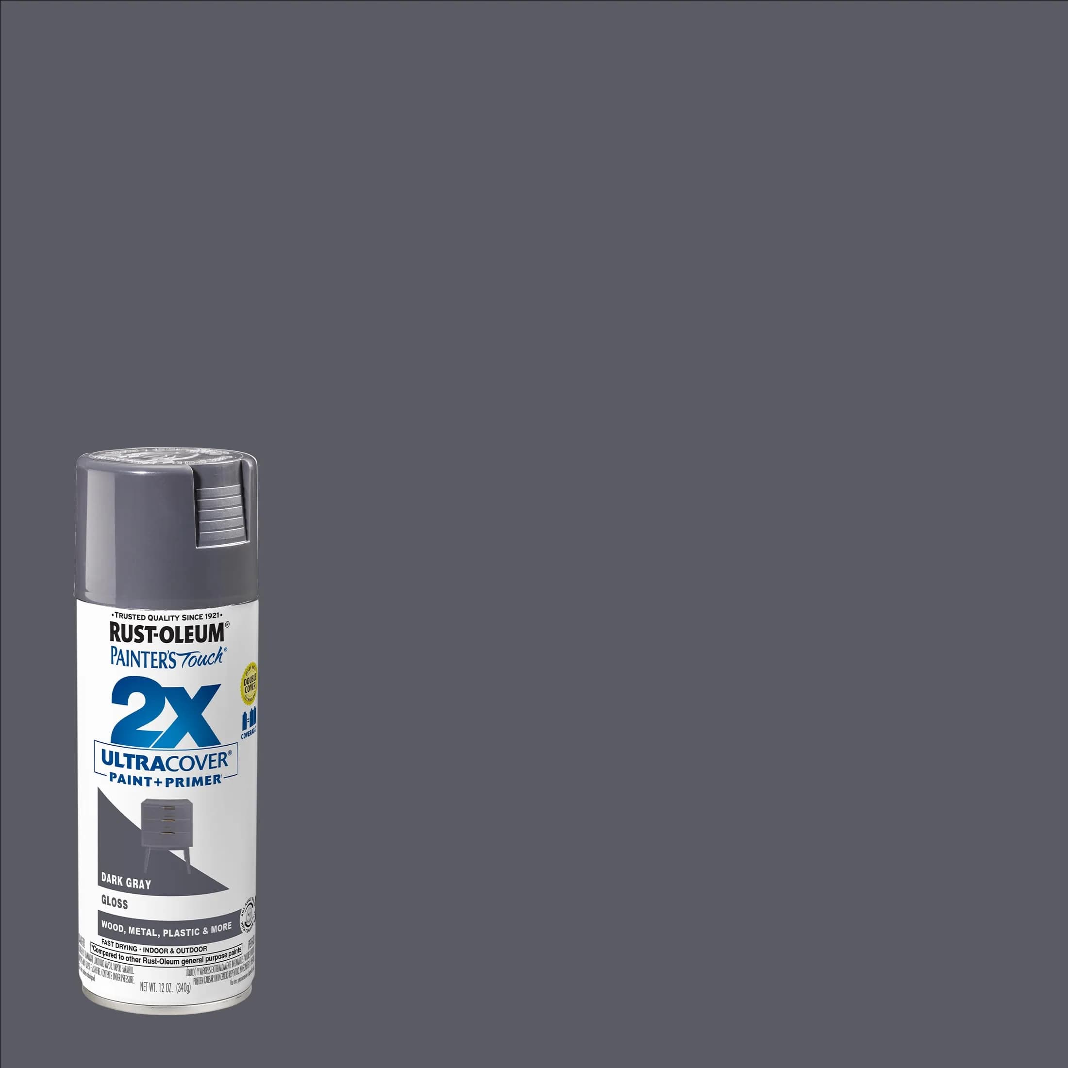 Rust-Oleum Painter's Touch 2X Ultra Cover Spray Paint, Gloss Dark Gray, 12 Oz (1 Can) - view 2