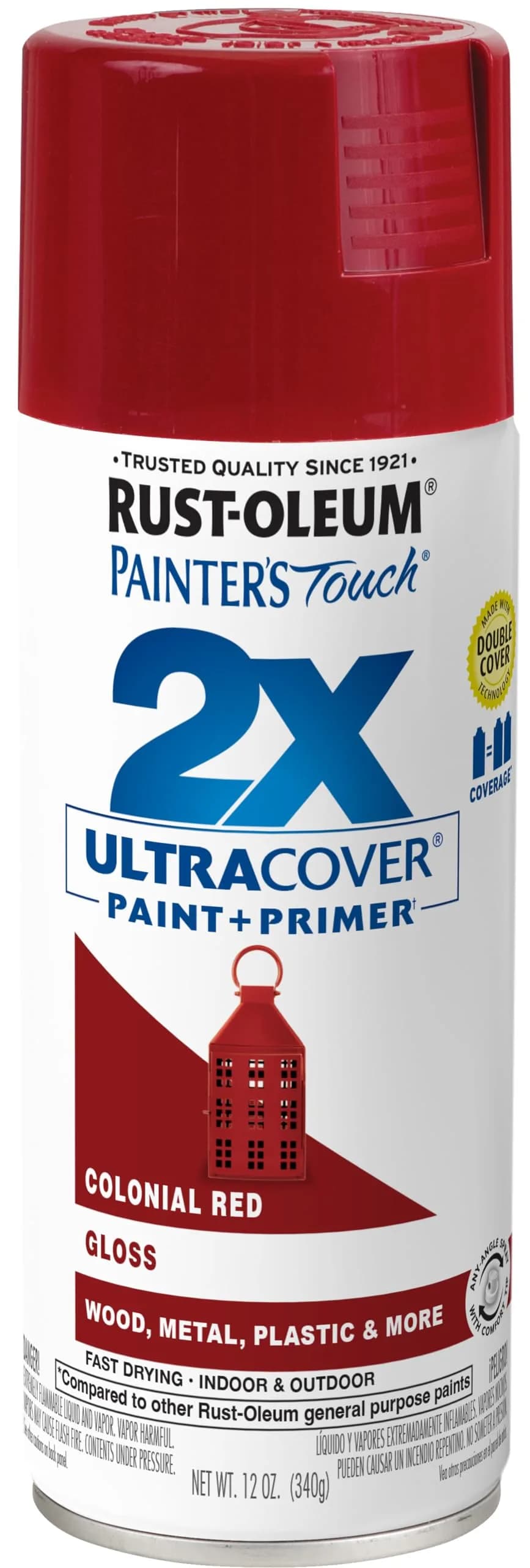 Rust-Oleum Painter's Touch 2X Ultra Cover Spray Paint, Gloss Colonial Red, 12 Oz (Pack of 1) - main product image