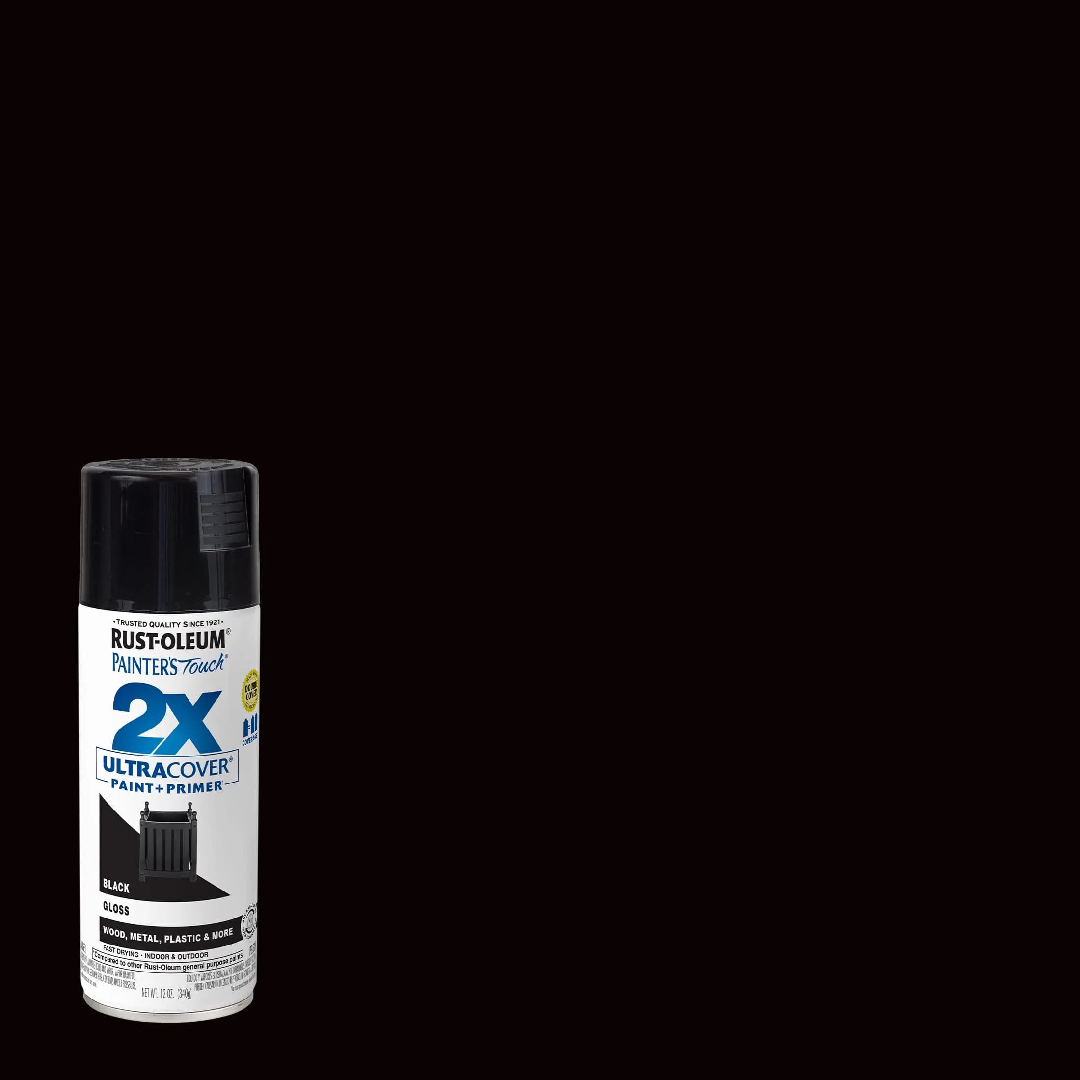 Rust-Oleum Painter's Touch 2X Ultra Cover Spray Paint, Gloss Black, 12 oz (Pack of 1) - view 2