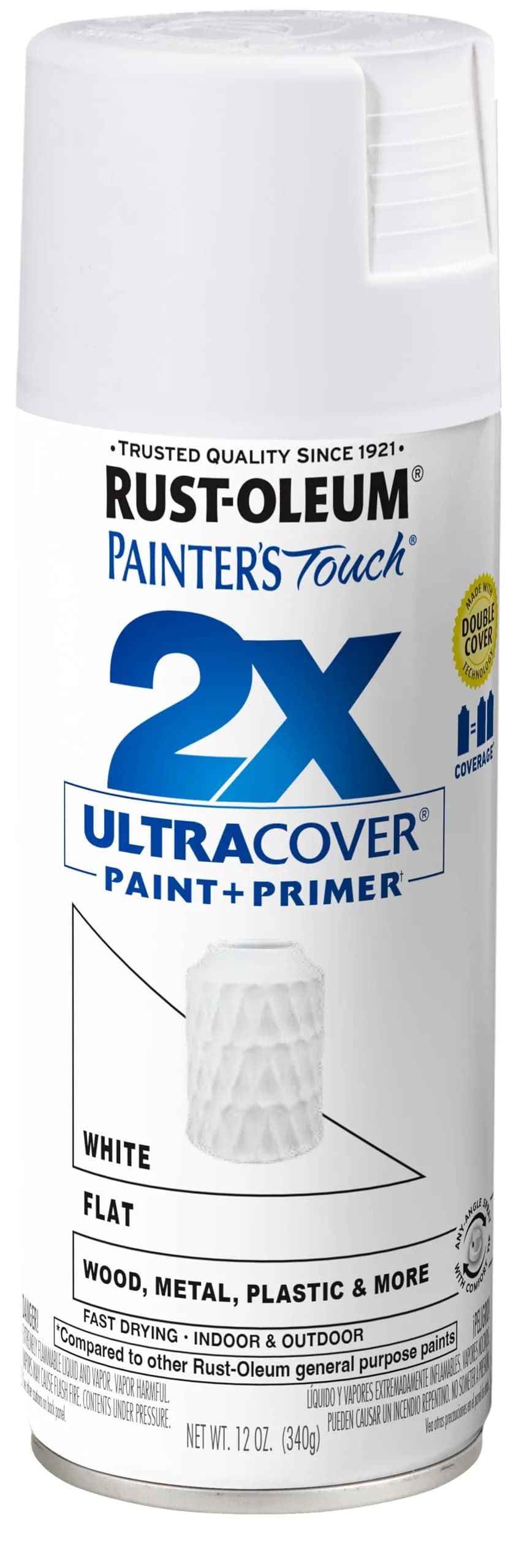 Rust-Oleum Painter's Touch 2X Ultra Cover Spray Paint, Flat White, 12 Oz (Pack of 1) - main product image
