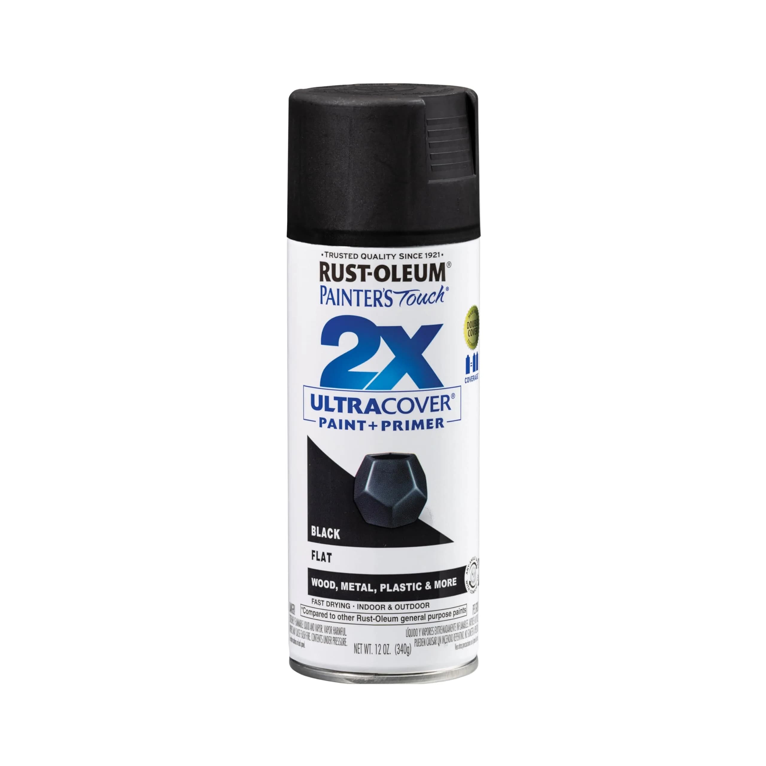 Rust-Oleum Painter's Touch 2X Ultra Cover Spray Paint, Flat Black, 12 Oz (Pack of 1) - main product image