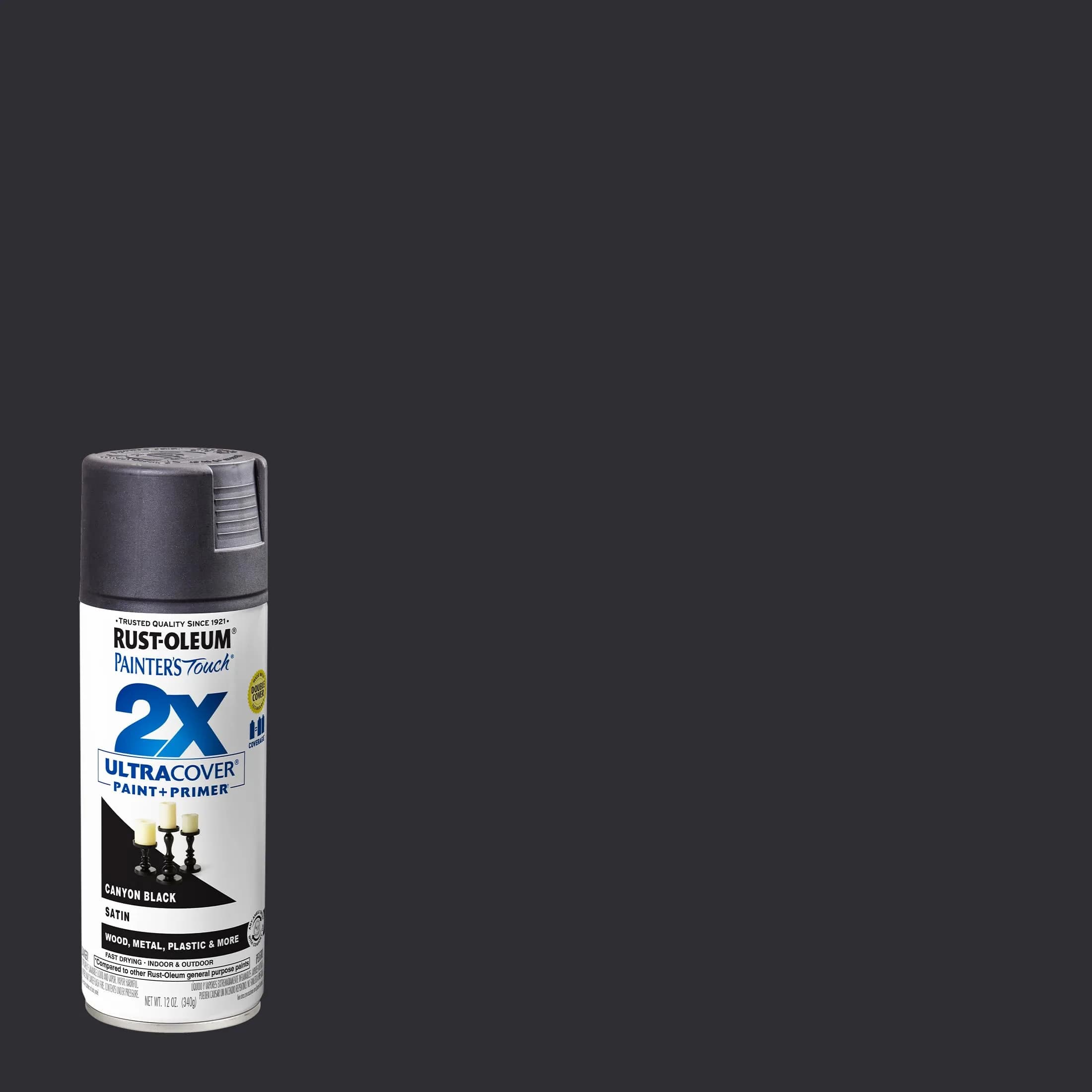 Rust-Oleum Painter's Touch 2X Satin Canyon Black Spray Paint, 340g - view 2