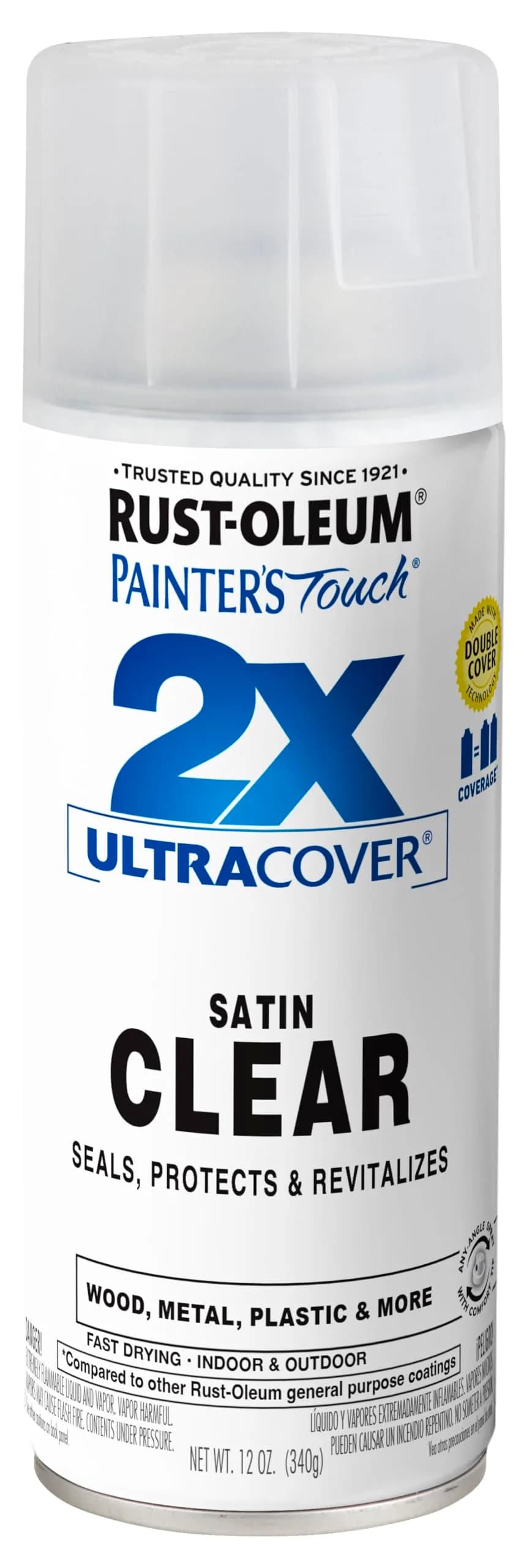 Rust-Oleum Painter's Touch 2X Satin Clear Spray Paint | 340g (12 Oz) | Durable Finish - main product image