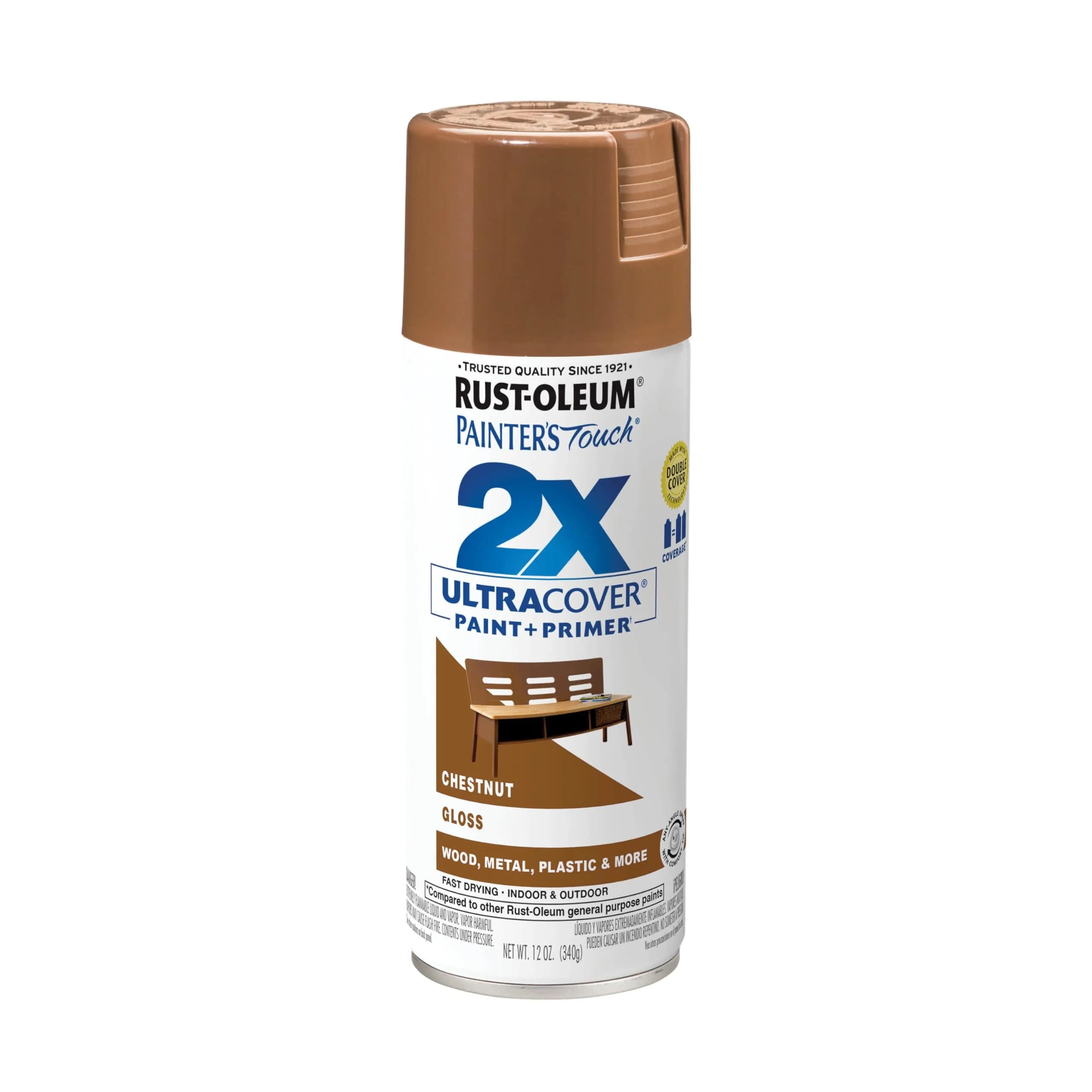 Rust-Oleum Painter's Touch 2X Ultra Cover Spray Paint, Gloss Chestnut, 12 Oz (Pack of 1) - main product image