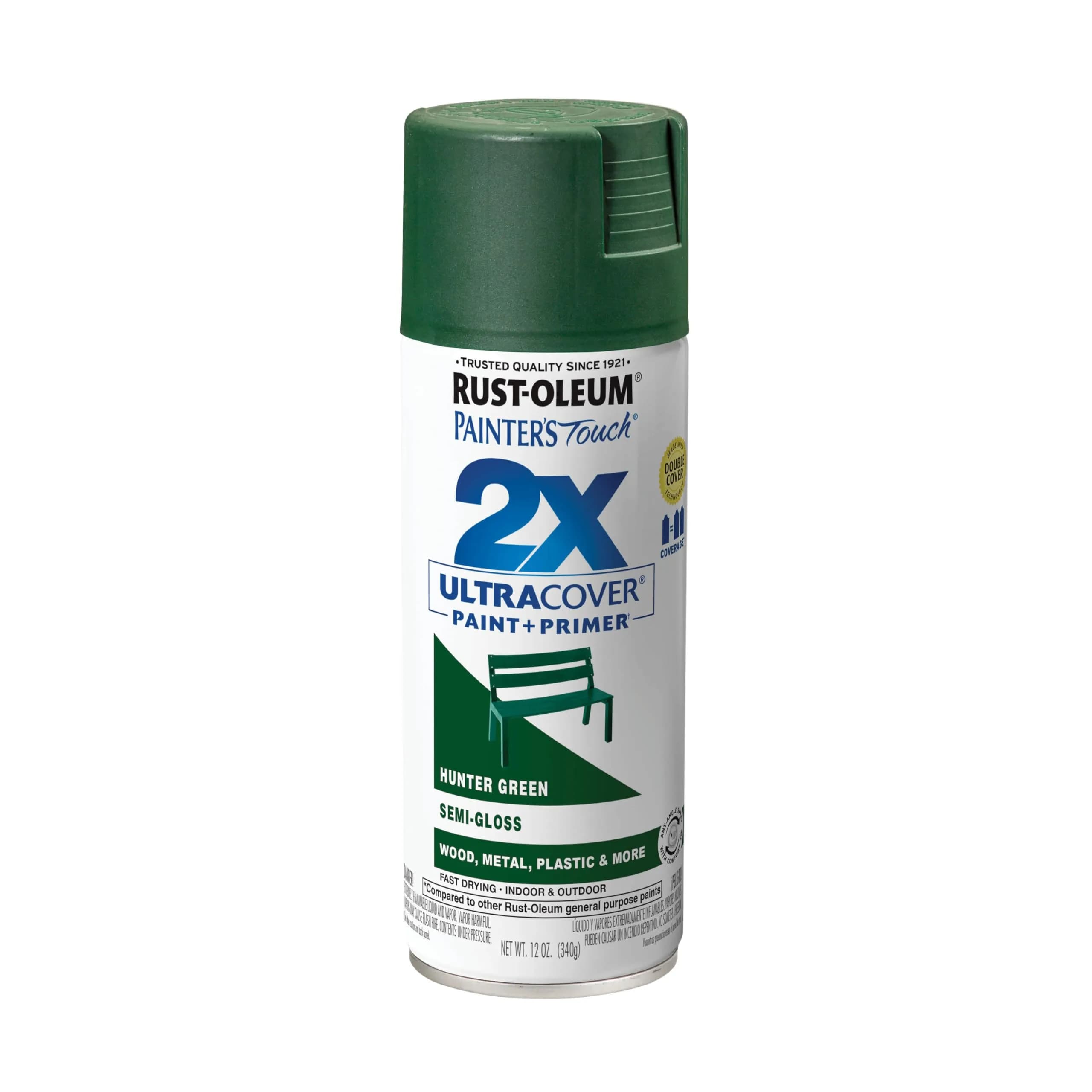 Rust-Oleum Painter's Touch 2X Semi-Gloss Hunter Green Spray Paint, 340g (12 Oz) - main product image