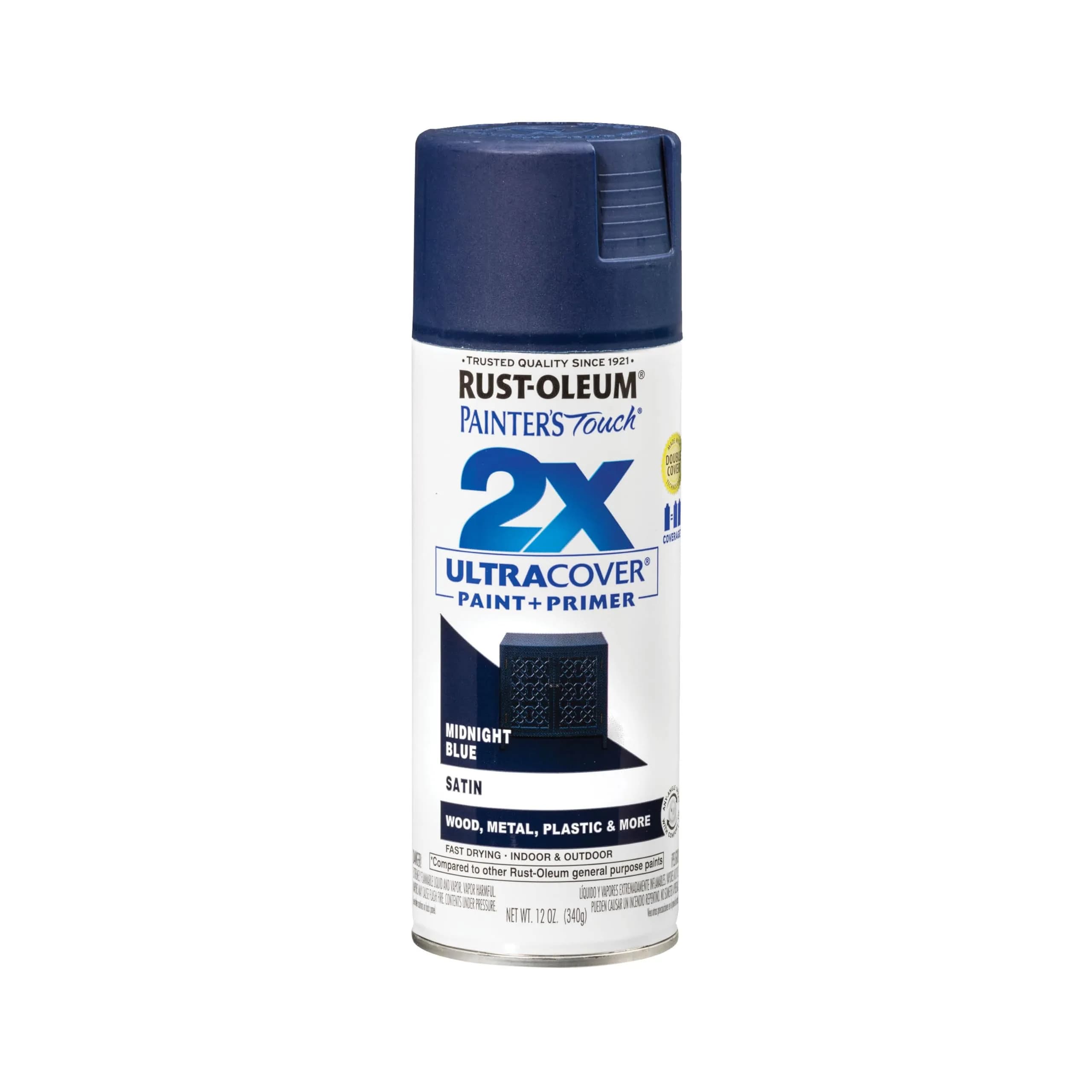 Rust-Oleum Painter's Touch 2X Ultra Cover Satin Midnight Blue Spray Paint, 340g - main product image