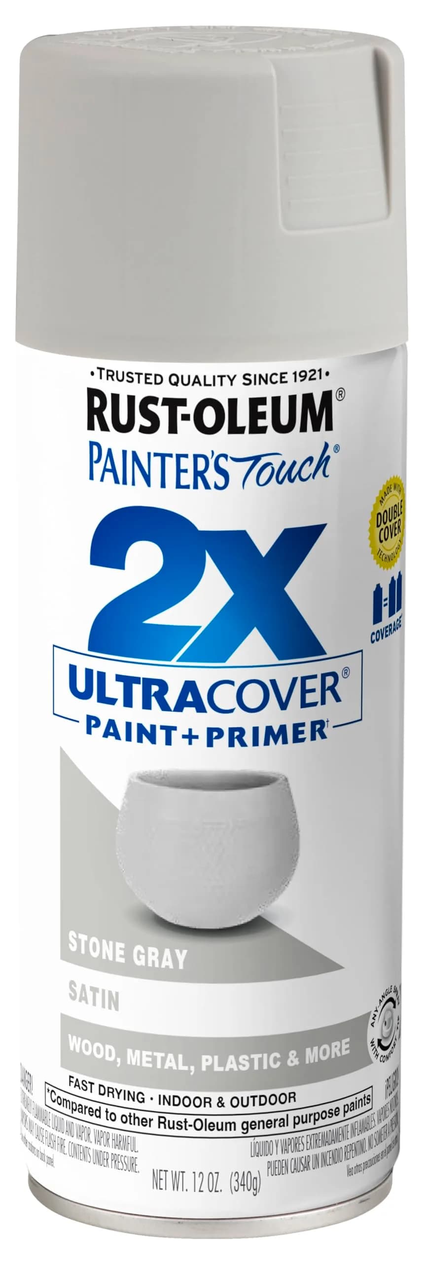 Rust-Oleum Painter's Touch 2X Satin Stone Gray Spray Paint - 340g (12 Oz) - main product image