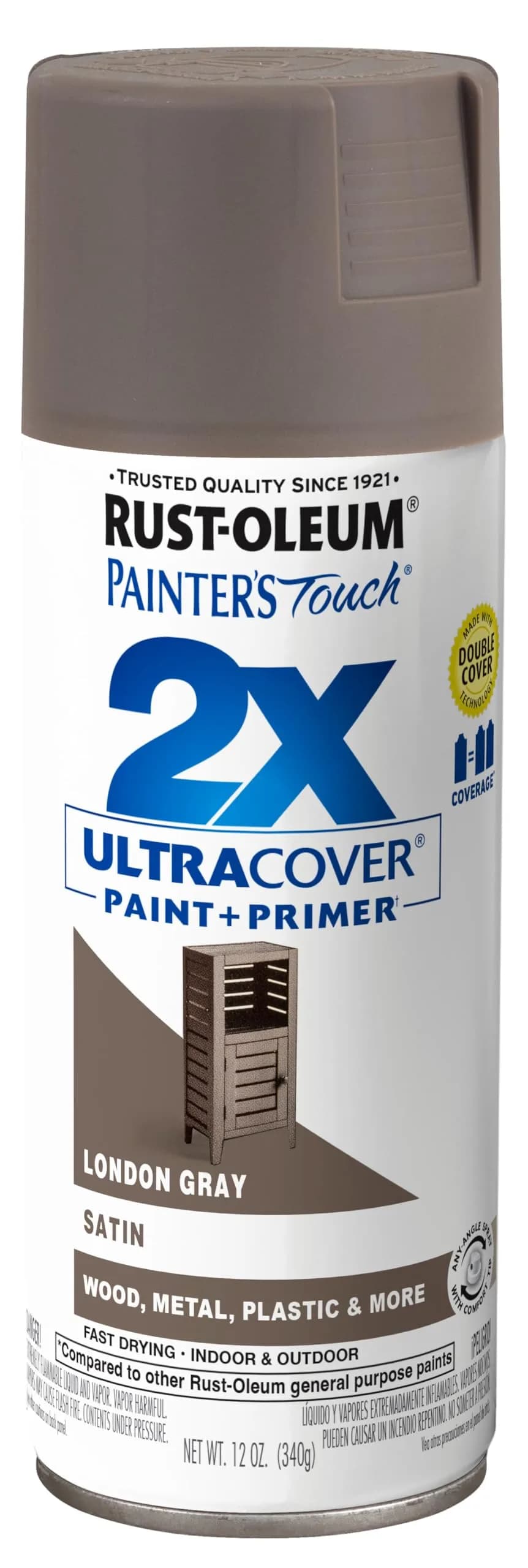 Rust-Oleum Painter's Touch 2X Satin London Gray Spray Paint, 340g (12 Oz) - main product image