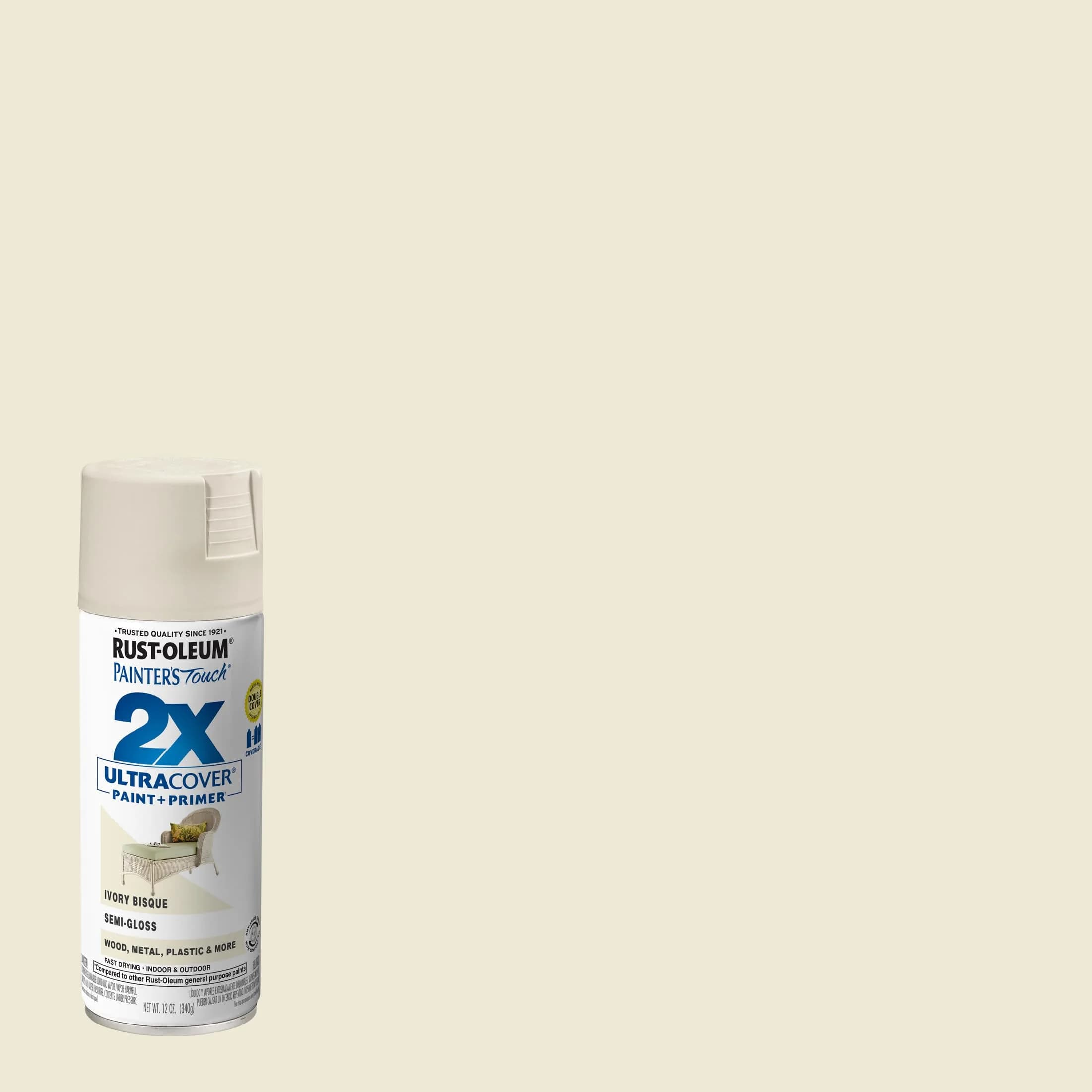 Rust-Oleum Painter's Touch 2X Semi-Gloss Ivory Bisque Spray Paint, 340g - view 2