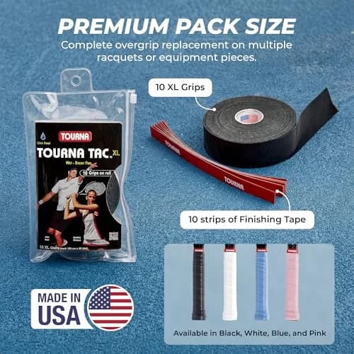 Tourna Tac Tacky Feel Tennis Grip 10 Pack X-Large Pink | Superior Sweat Absorption thumbnail 6