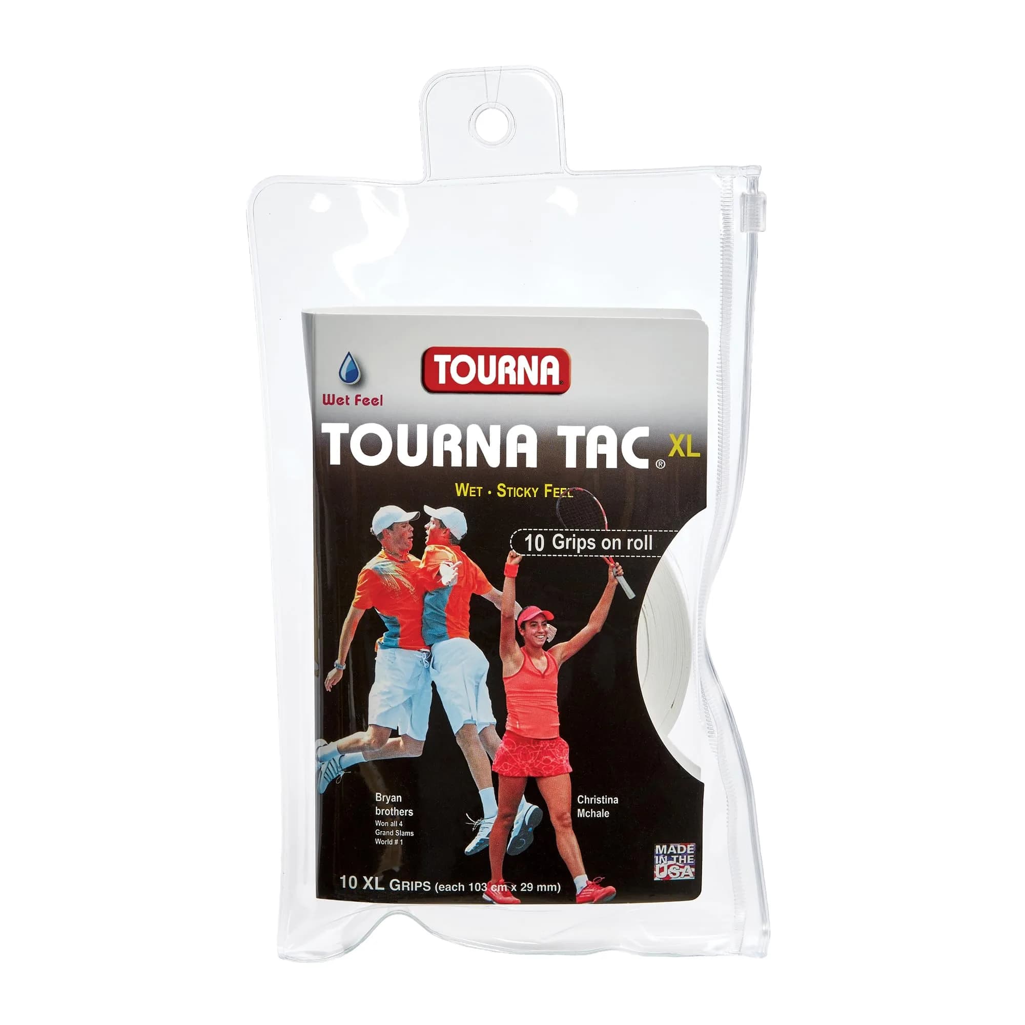 Tourna Tac 10 Pack Tacky Feel Tennis Grip, White | XL Size, 10 Grips + Tape - main product image