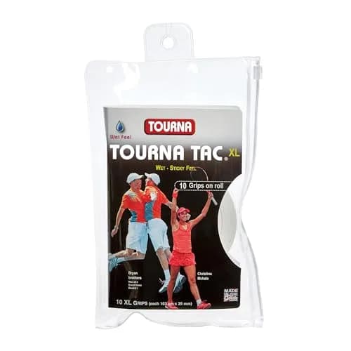 Tourna Tac 10 Pack Tacky Feel Tennis Grip, White | XL Size, 10 Grips + Tape thumbnail 1