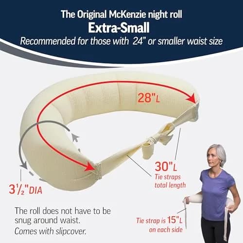 OPTP The Original McKenzie Night Roll Lumbar Support Pillow XS (28" Length, 3.5" Diameter) | Supports Spine for Side Sleepers thumbnail 4