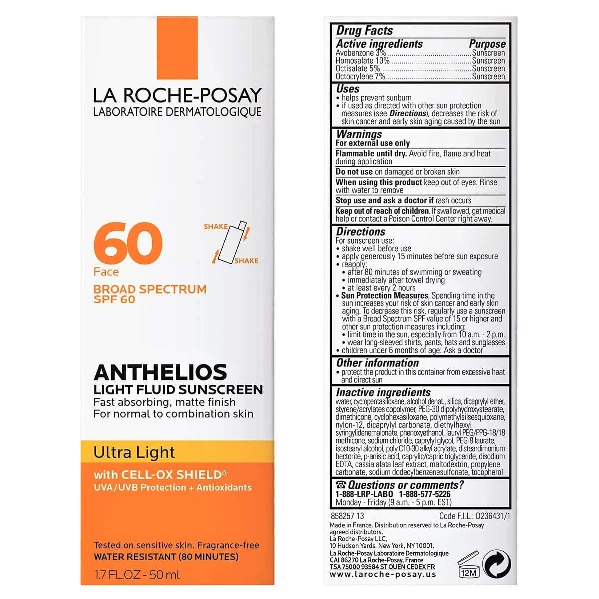 La Roche-Posay Anthelios Ultra Light Fluid Sunscreen SPF 60 50ml (1.7 Fl Oz) | Broad Spectrum UVA/UVB Protection - view 2