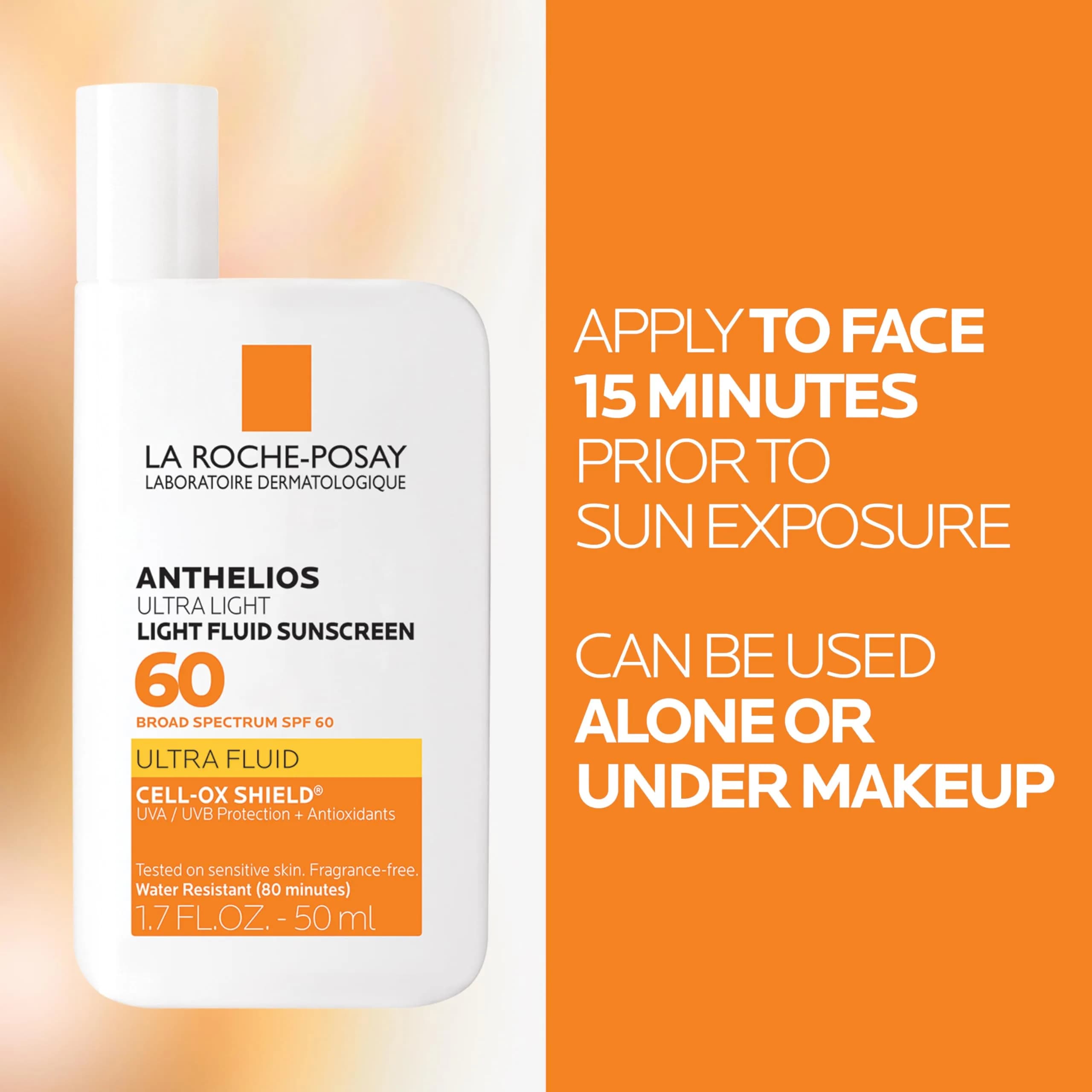 La Roche-Posay Anthelios Ultra Light Fluid Sunscreen SPF 60 50ml (1.7 Fl Oz) | Broad Spectrum UVA/UVB Protection - view 3