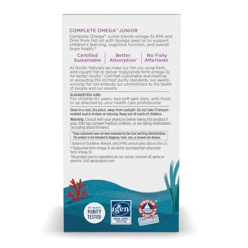 Nordic Naturals Complete Omega Jr. Kids Fish Oil Lemon 90 Mini Soft Gels | Supports Brain Function & Nervous System Health thumbnail 6