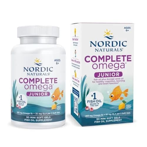 Nordic Naturals Complete Omega Jr. Kids Fish Oil Lemon 90 Mini Soft Gels | Supports Brain Function & Nervous System Health thumbnail 1