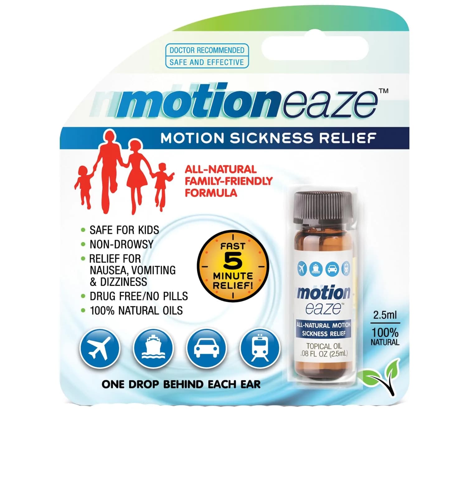MotionEaze Natural Motion Sickness Relief Topical Liquid 0.085 ml (0.08 Fl Oz) | Non-Drowsy, All-Natural Formula