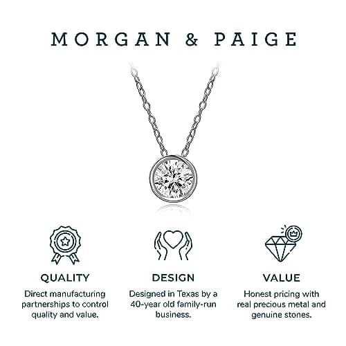 MORGAN & PAIGE Silver Round CZ Solitaire Pendant Necklace 18in | Classic Elegant Jewelry for Women thumbnail 6