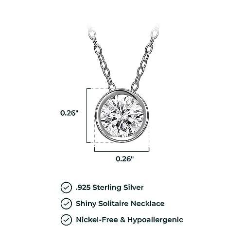 MORGAN & PAIGE Silver Round CZ Solitaire Pendant Necklace 18in | Classic Elegant Jewelry for Women thumbnail 3