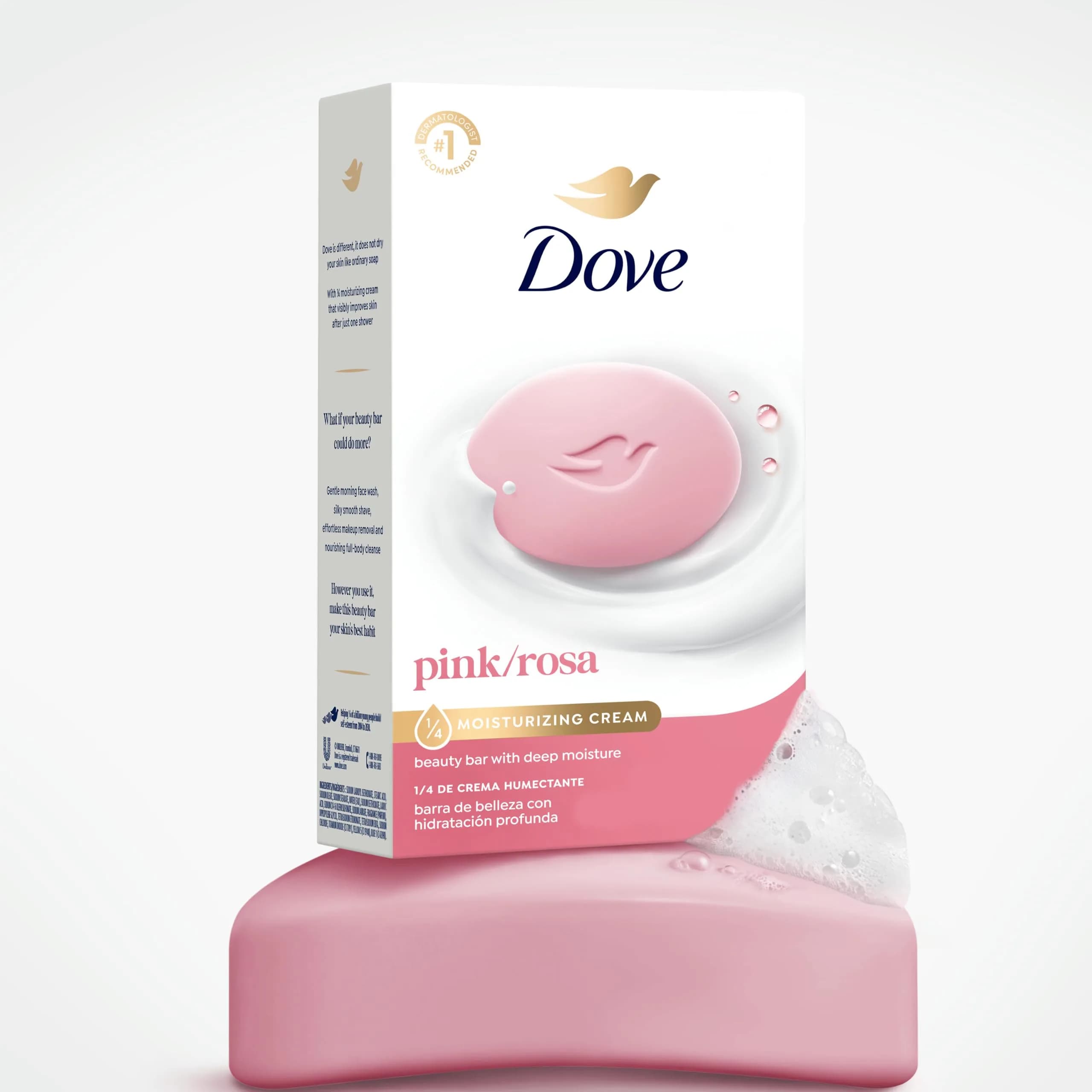 Dove Pink Beauty Bar Moisturizing Soap for Face, Body & Hands, 100g (3.5oz) | Gentle Cleanser for Dry Skin - view 2