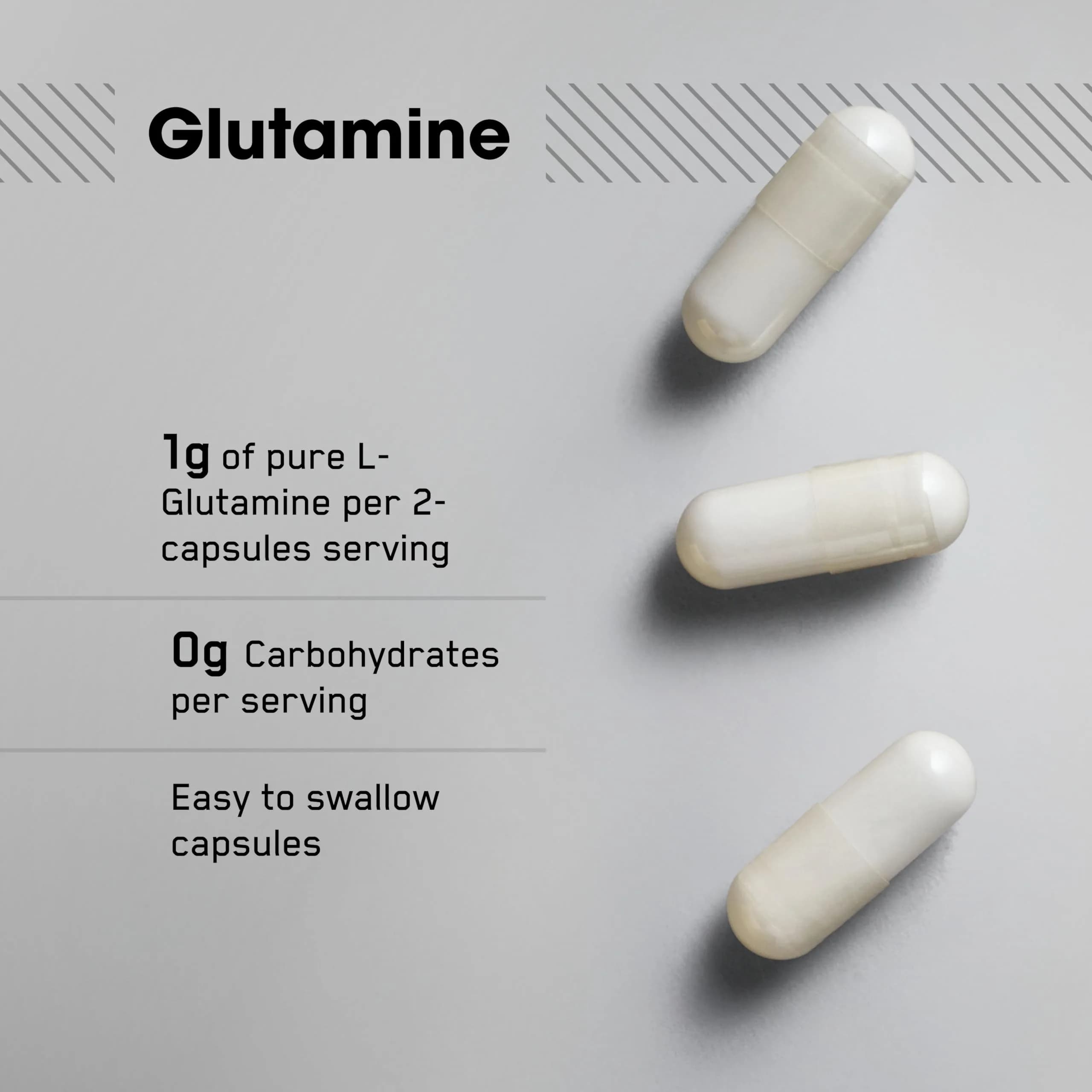 Optimum Nutrition L-Glutamine Muscle Recovery Capsules 120 Count (240g) | Supports Muscle Protein Development - view 2