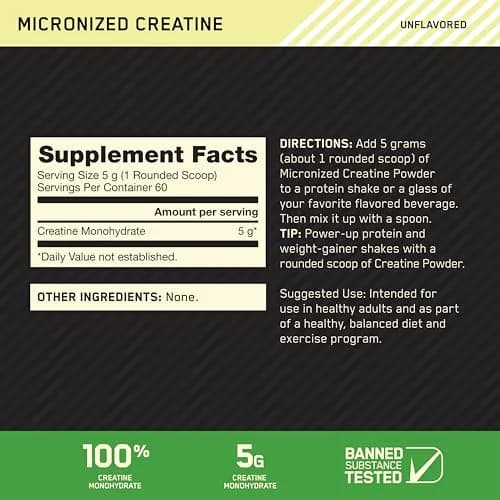 Optimum Nutrition Micronized Creatine Monohydrate Powder 5g (10.6 oz) | Supports Muscle Strength & Recovery thumbnail 2