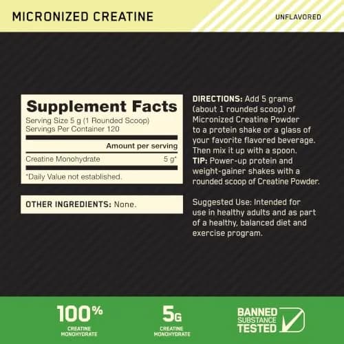 Optimum Nutrition Micronized Creatine Monohydrate Powder 600g (1.32 lb) | Supports Strength & Recovery thumbnail 2