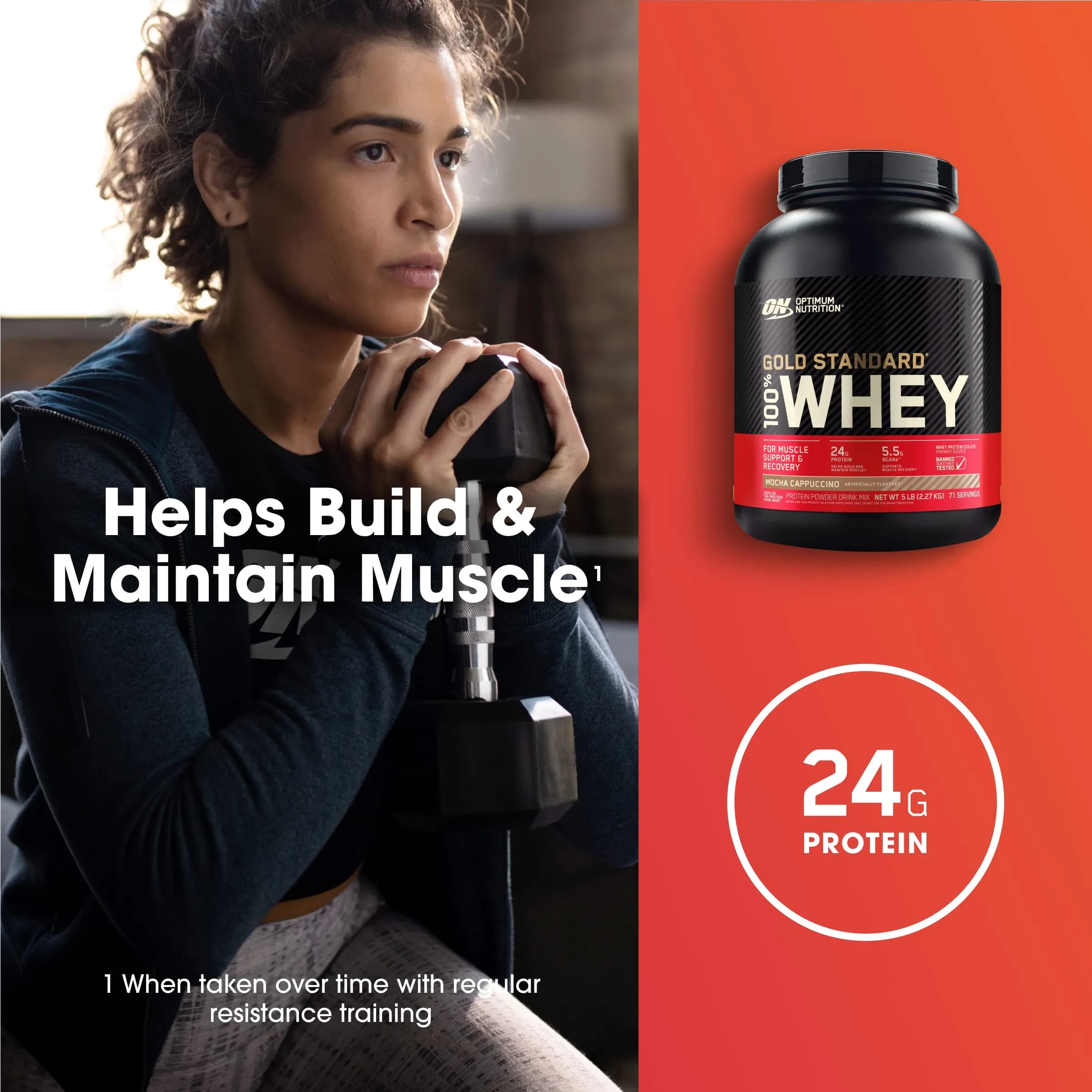 Optimum Nutrition Gold Standard 100% Whey Protein Powder Mocha Cappuccino 5lb | High Protein for Muscle Support - view 4