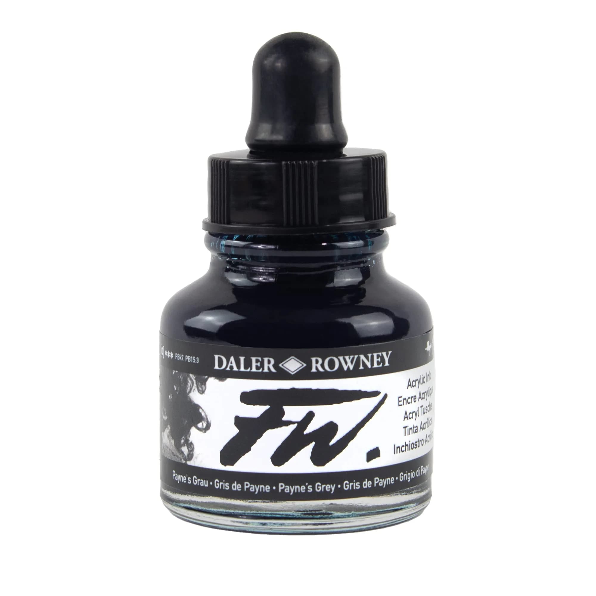 Daler Rowney FW Acrylic Artists Ink, 29.5ml | Paynes Gray, Lightfast & Fluid (160029065)