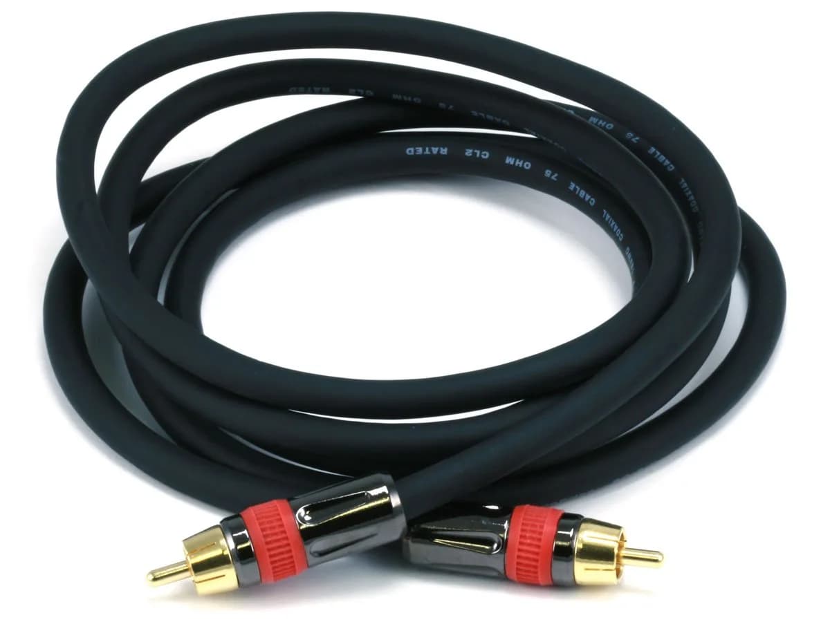 Monoprice 6ft RG6/U 75 ohm CL2/In-Wall Rated Digital Coaxial S/PDIF RCA Audio Cable | Shielded, Fire-Safe, 97% Copper — 6 feet