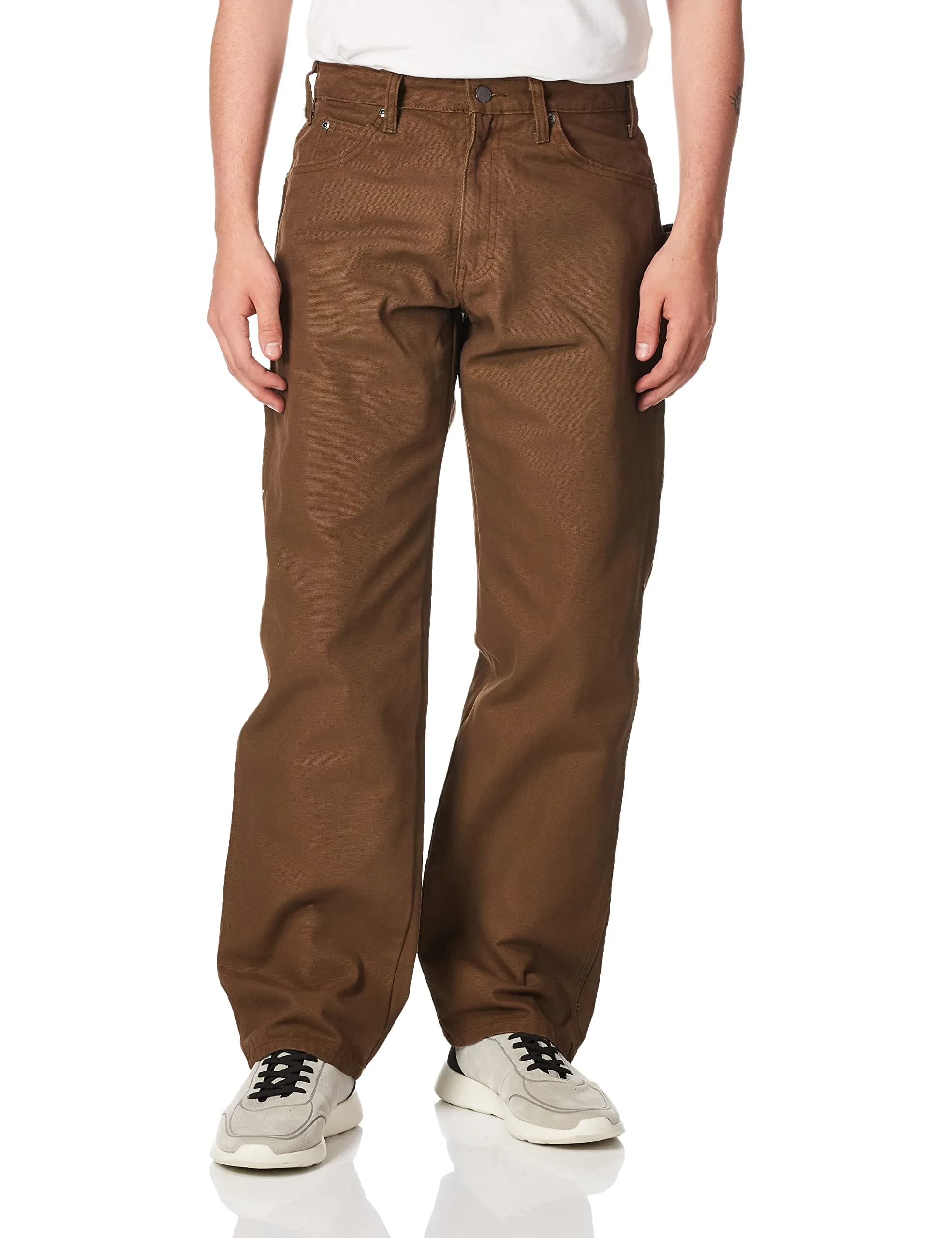 Dickies Men’s Relaxed Fit Sanded Duck Carpenter Jean 32W x 30L | Garment Washed for Softer Feel — Rinsed Timber