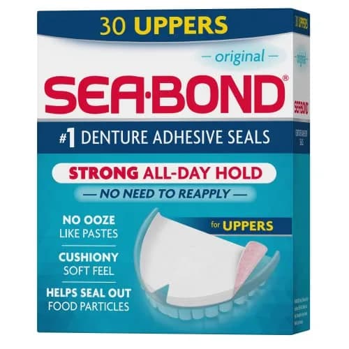 Sea-Bond Secure Denture Adhesive Seals Uppers 30 Count (0.85g) | All-Day Hold thumbnail 1