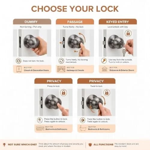 Copper Creek Passage Interior Door Knob – ANSI Grade-3 Certified, Heavy Duty, Reversible, Antique Nickel (1 Pack) | Modern Durable Handle thumbnail 7