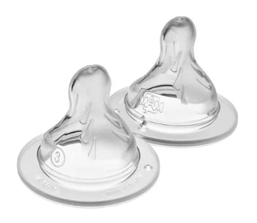 MAM Fast Flow Level 3 Bottle Nipples (Set of 2) | 4+ Months, SkinSoft Silicone, Fits All MAM Bottles thumbnail 1