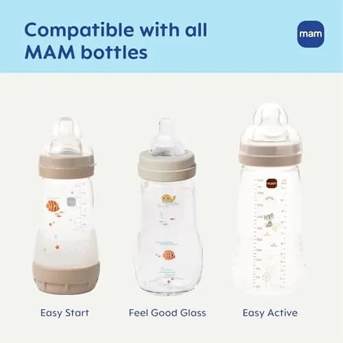 MAM Fast Flow Level 3 Bottle Nipples (Set of 2) | 4+ Months, SkinSoft Silicone, Fits All MAM Bottles thumbnail 2