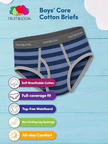 Fruit of the Loom boys Briefs Pack 5 | Soft Cotton, Full-Cut Fit, Tag-Free Comfort (70-120 chars) thumbnail 6