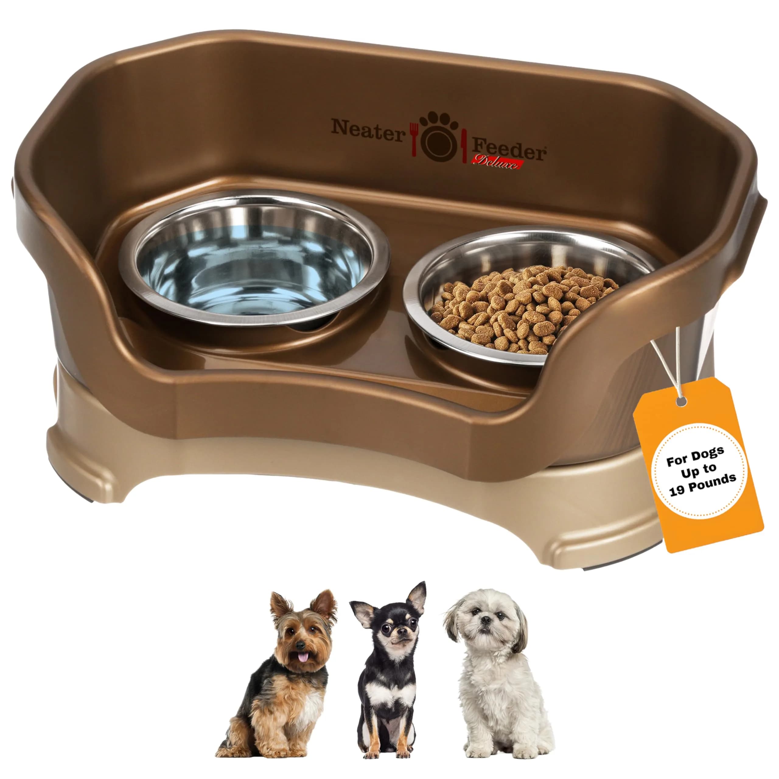 Neater Pet Brands Neater Feeder Deluxe Mess Proof Dog Bowls Elevated for Small Dogs Under 19 lbs | No Spill, Raised Stand, Food & Water Set