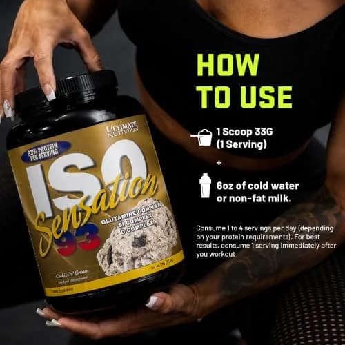 Ultimate Nutrition ISO Sensation 93 Whey Isolate Cookies 'n' Cream 2 lb | Supports Lean Muscle & Recovery thumbnail 5