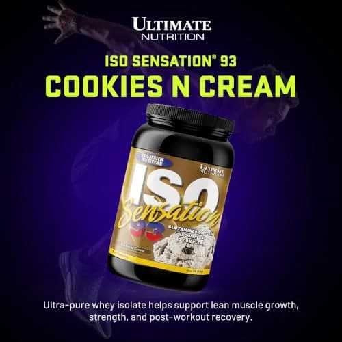 Ultimate Nutrition ISO Sensation 93 Whey Isolate Cookies 'n' Cream 2 lb | Supports Lean Muscle & Recovery thumbnail 2