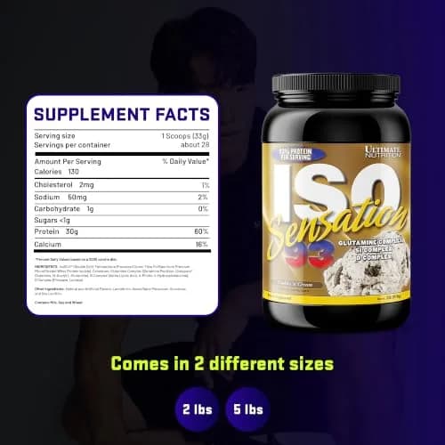 Ultimate Nutrition ISO Sensation 93 Whey Isolate Cookies 'n' Cream 5 lb | Supports Lean Muscle & Recovery thumbnail 7