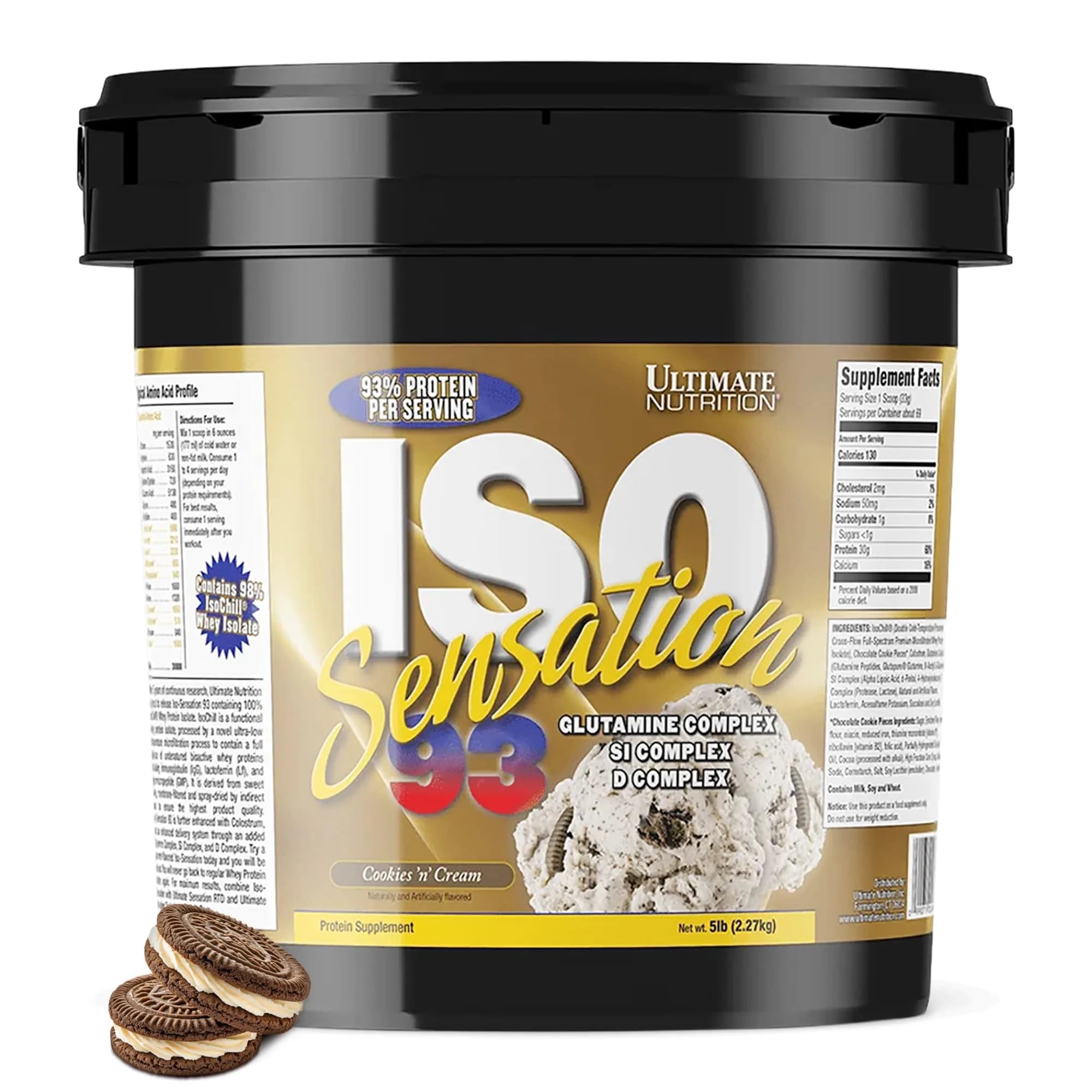 Ultimate Nutrition ISO Sensation 93 Whey Isolate, Natural, 2.27kg (5lb) | Supports Lean Muscle & Recovery — 5 Pound