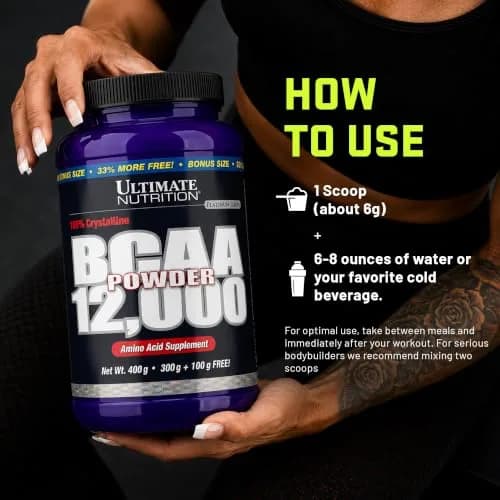 Ultimate Nutrition BCAA Powder 12000 Unflavored | 6g Amino Acids for Muscle Recovery & Endurance thumbnail 5