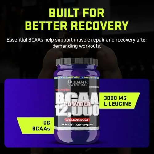Ultimate Nutrition BCAA Powder 12000 Unflavored | 6g Amino Acids for Muscle Recovery & Endurance thumbnail 3
