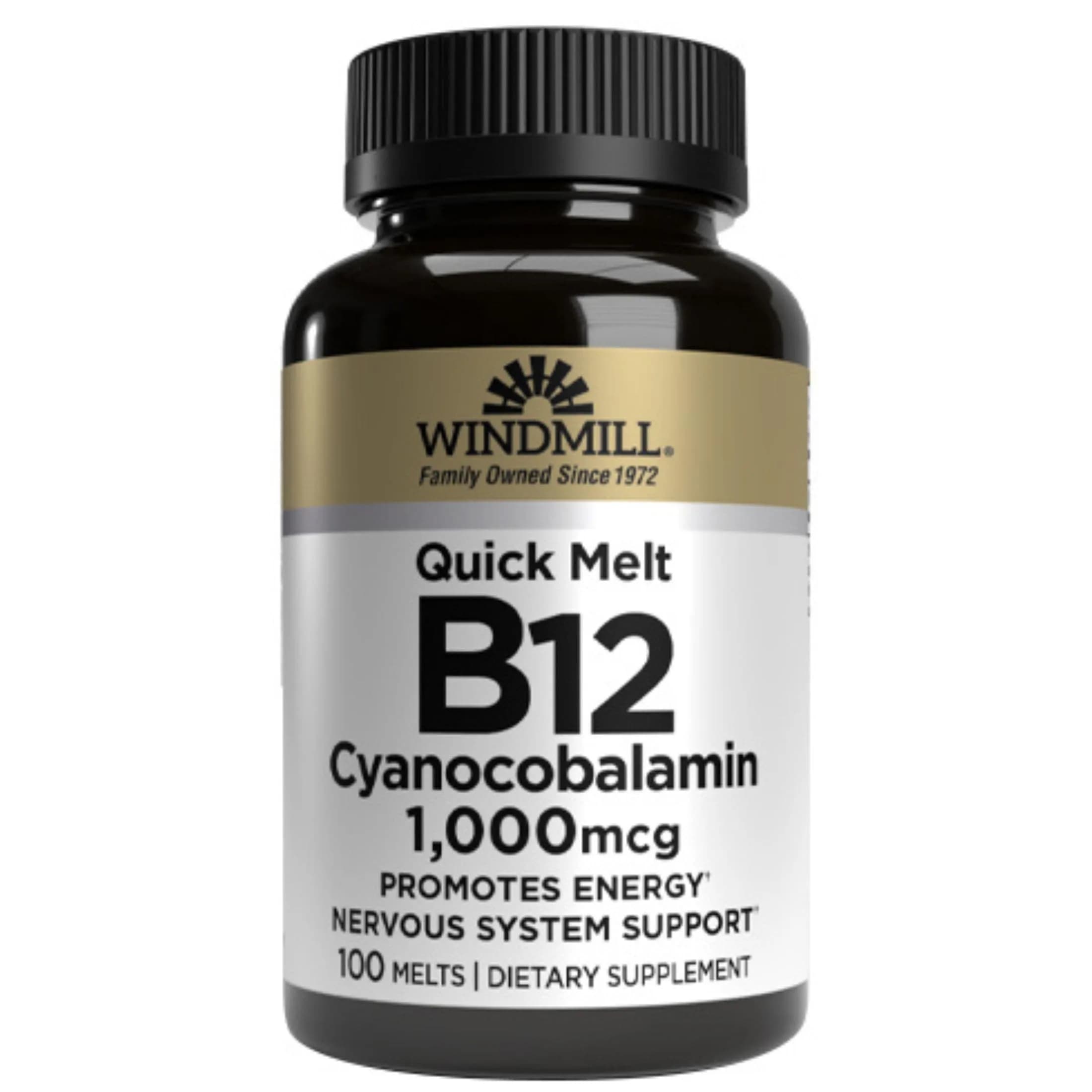 Windmill B-12 1000 Mcg Sublingual Vitamin B12 Tablets 100 | Supports Energy & Tissue Growth