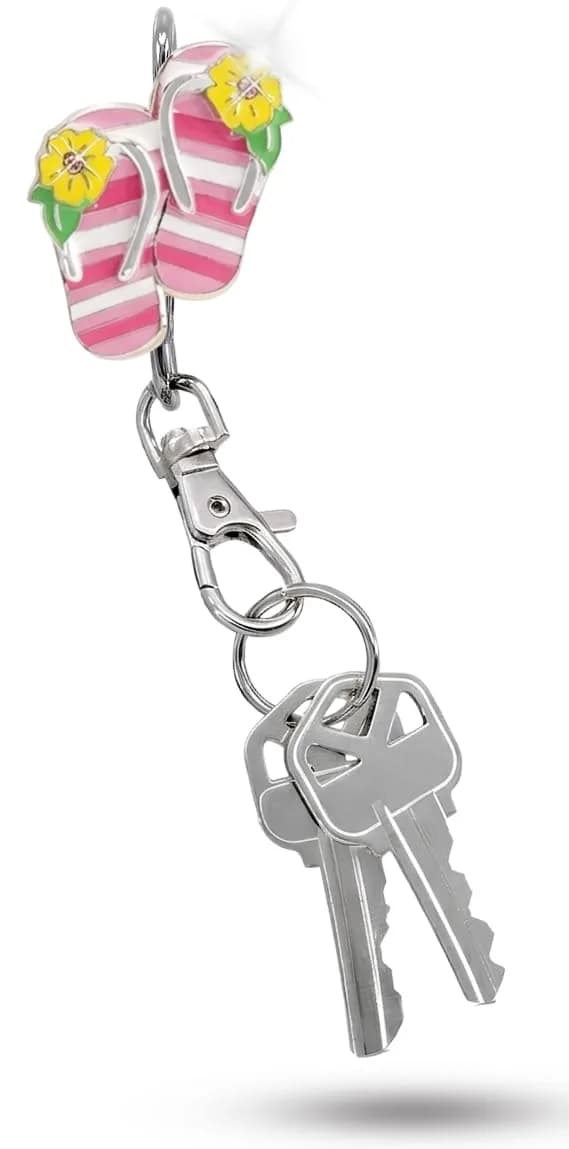 Finders Key Purse Silver Floral Keychain | Stylish & Multifunctional Accessory for Women — Striped Flip Flops