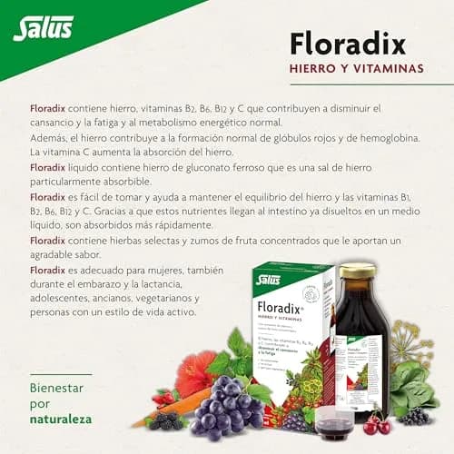 Floradix Liquid Iron and Vitamin Formula 250ml (8.5 Fl Oz) | Reduces Tiredness & Fatigue with Vitamins B & C thumbnail 5