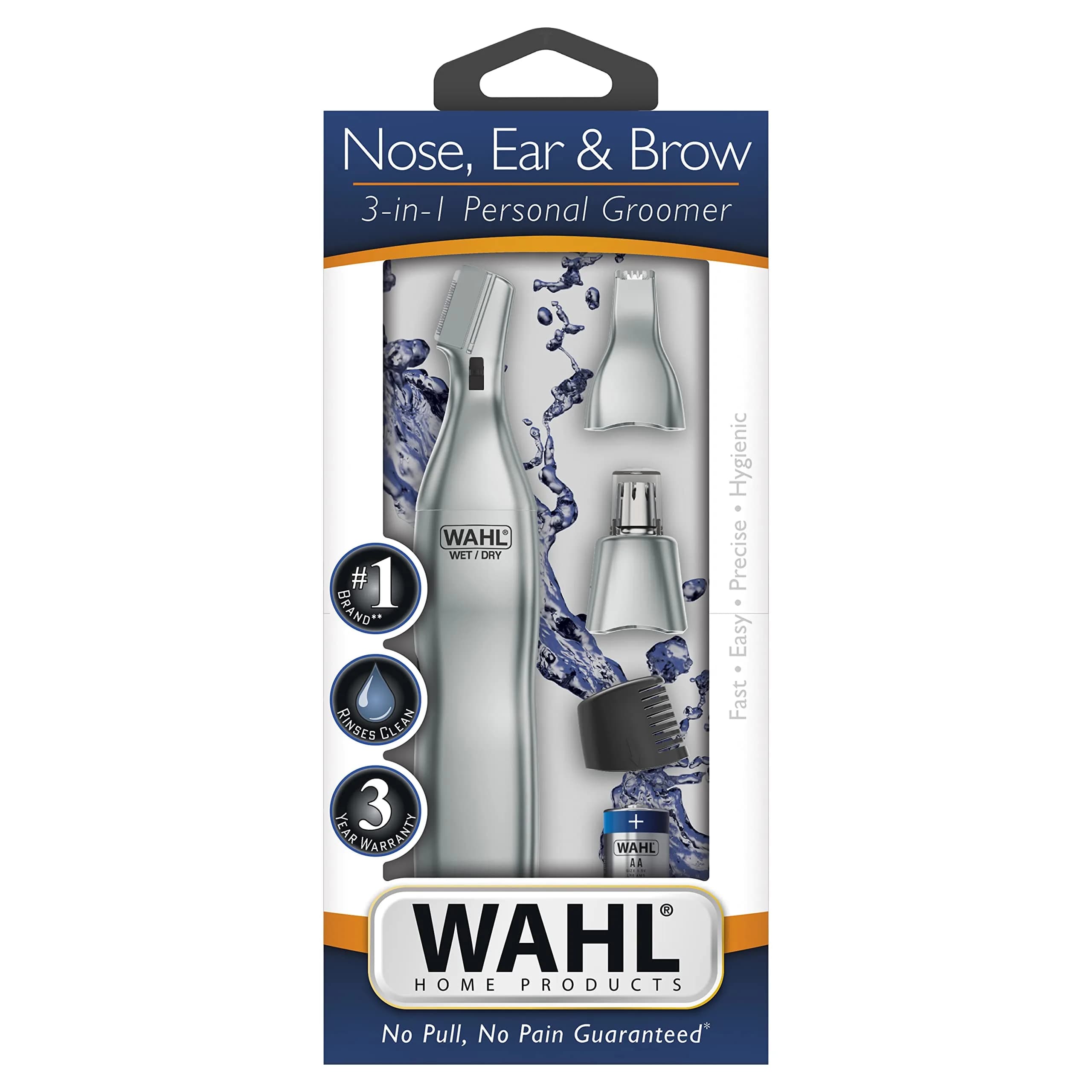 Wahl 3-in-1 Nose Hair Trimmer for Men & Women | 4 Piece Set, Silver - view 9